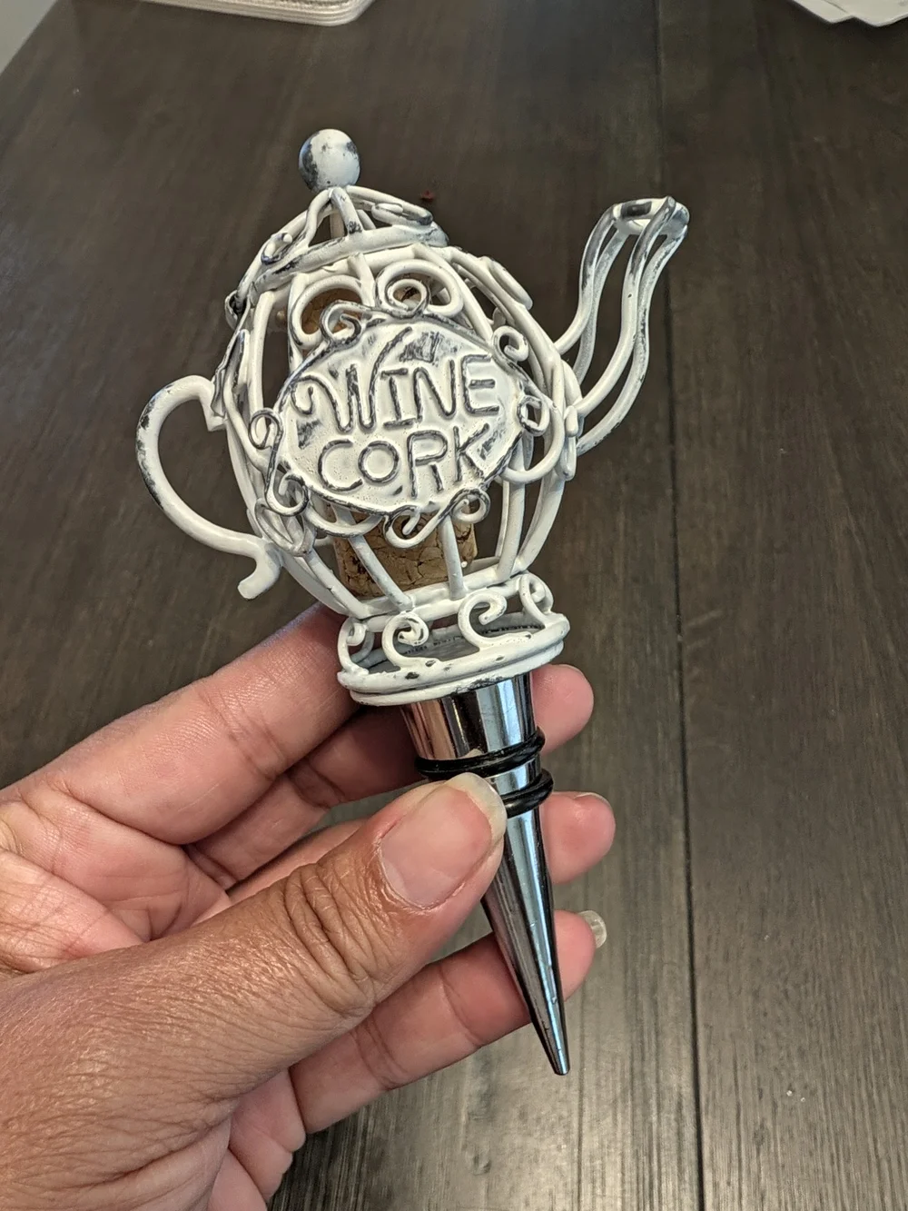 Decorative White Wine Cork Teapot Bottle Stopper